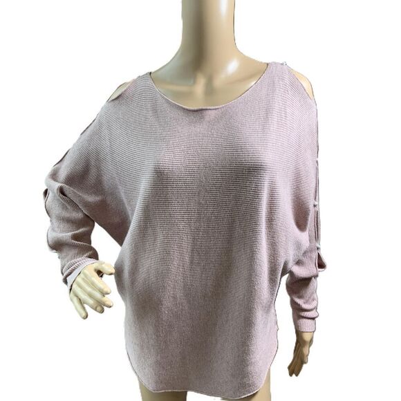 Vila Milano Pink Long Sleeve Cold Shoulder Wool Blend Top Size Medium Soft Girl - Picture 1 of 13